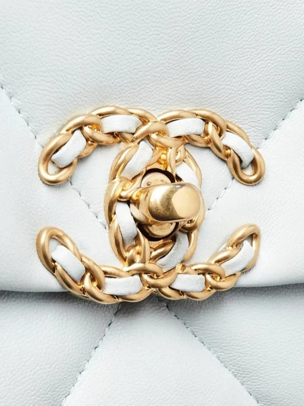 Chanel Light Blue Quilted Lambskin Leather Medium Chanel 19 Bag